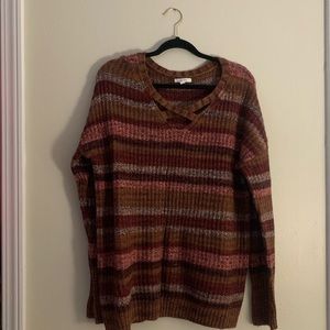 Maurices Knit Sweater Crisscross Front Multiple Warm Tone Colors